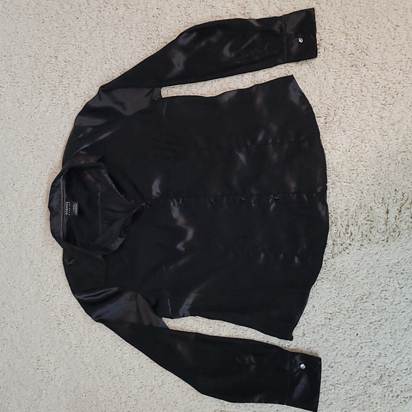 George Stretch Black button up blouse Gemstone buttons on cuffs - Picture 3 of 7